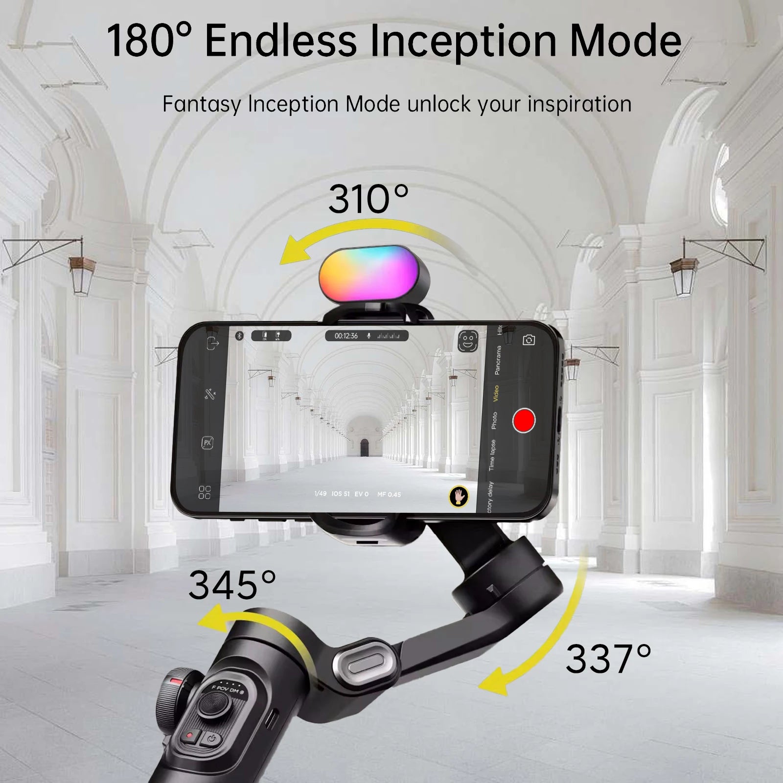 Smart XE Kit Gimbal Stabilizer for Smartphone Iphone Video Recording Magnetic Fill Light 3-Axis Foldable Android Gimble